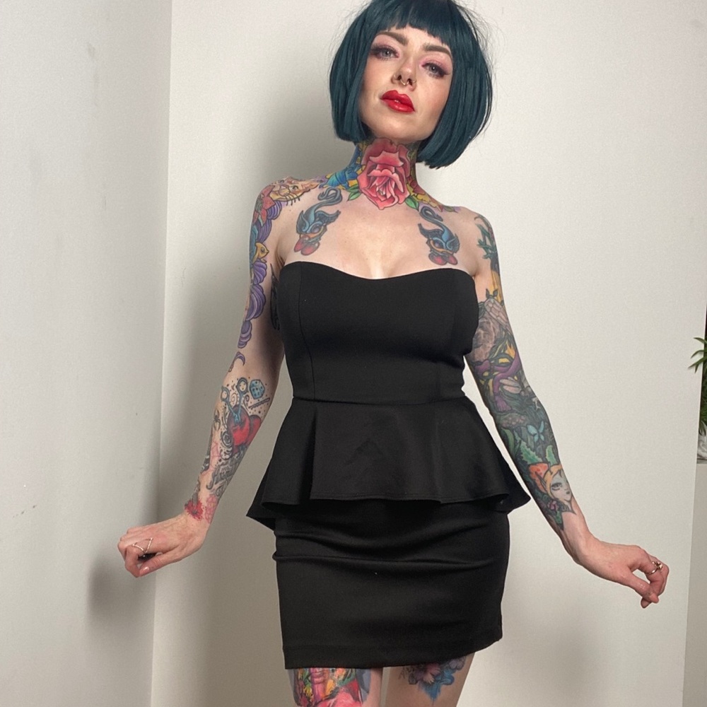 Peplum style mini dress